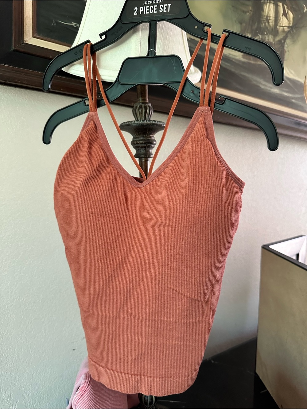 Target Pink Ribbed Crop Tank & Rust Spaghetti Strap Cami - Women Tops - Picture 6 of 8